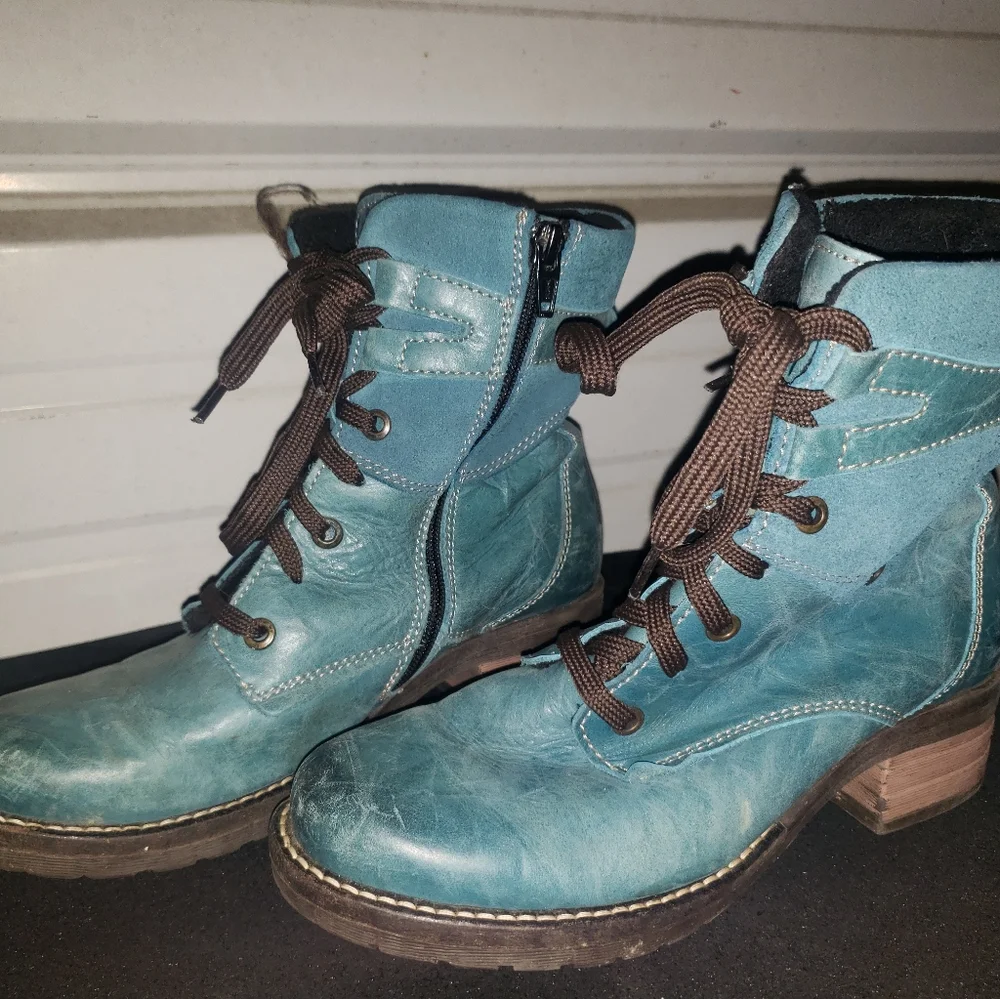 Women's Dromedaris Kara Boot Teal Size 37 combat boots shoes 6.5-7 fit_4